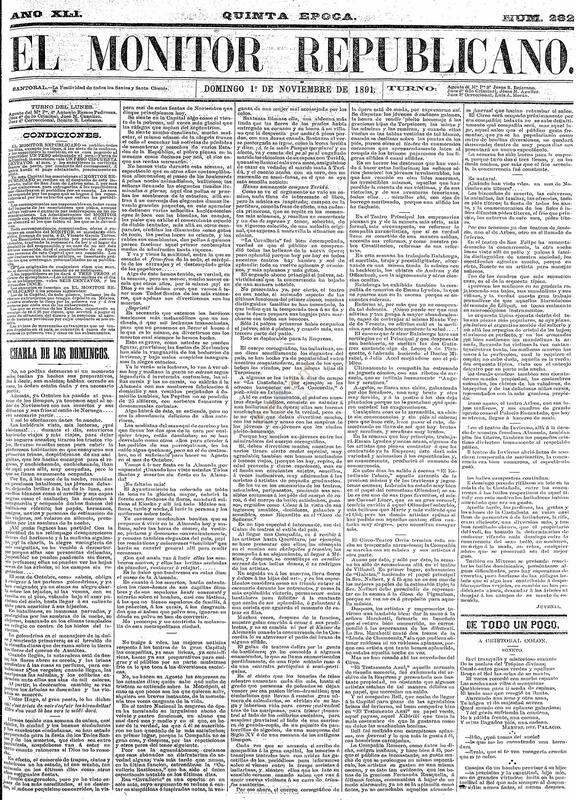El Monitor Republicano (1891, 11, 1)